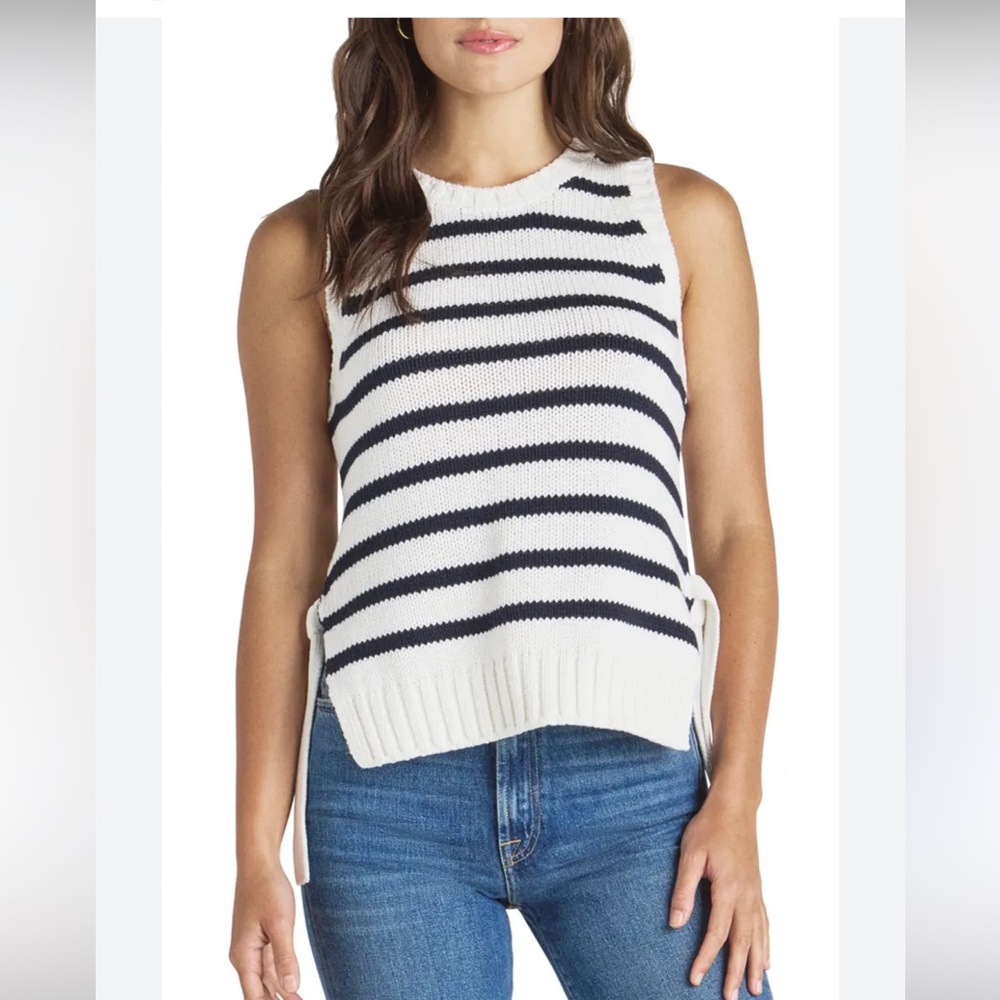 Splendid Zoye Black and White Knit Top with side ties